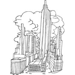 Coloriage Gratte-ciels de New York dans le ciel nuageux