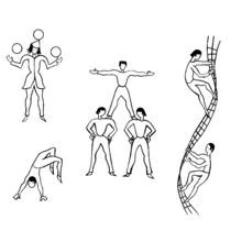 Coloriage Acrobates en pleine performance