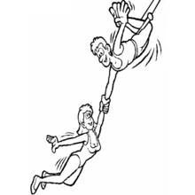 Coloriage Acrobate duo suspendu au trapèze