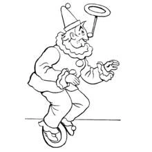 Coloriage Acrobate clown en équilibre sur un monocycle