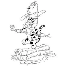 Coloriage Winnie et Tigrou font les acrobates