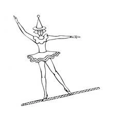 Coloriage Acrobate en équilibre sur un fil
