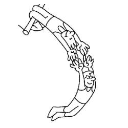 Coloriage Acrobate attrapant son partenaire au trapèze