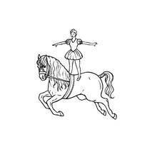 Coloriage Acrobate debout sur un cheval de cirque
