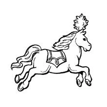 Coloriage Acrobate équestre : cheval de cirque bondissant
