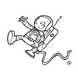 Coloriage Astronaute flottant dans l'espace en saluant