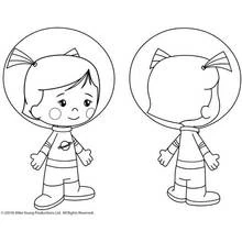 Coloriage Chloé l'astronaute, vue de face et de dos