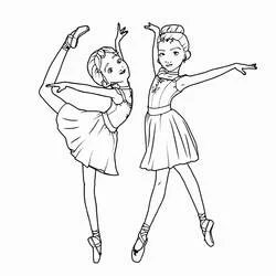 Coloriage Ballerine Félicie et Camille en pleine danse