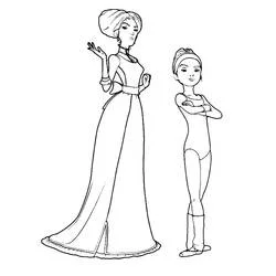 Coloriage Ballerine et femme élégante debout ensemble
