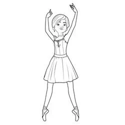 Coloriage Ballerine dansant sur pointes bras levés