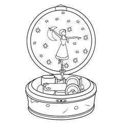 Coloriage Ballerine dans une boîte à musique