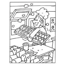 Illustration au trait Boulanger (Carrières et Professions) #89886 prête à colorier