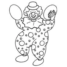 Coloriage Clown en costume à pois bras levés