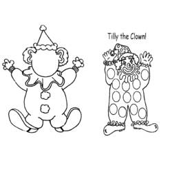 Coloriage Clown en costume à pois et clown au chapeau pointu