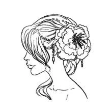 Coloriage Coiffeur crée une coiffure de mariage fleurie
