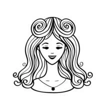 Coloriage Coiffeuse - coiffure élaborée avec boucles
