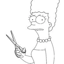 Coloriage Marge Simpson tenant des ciseaux de coiffeuse