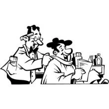 Coloriage Coiffeur discutant avec son client
