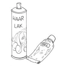 Coloriage Bombe de laque et tube de gel pour cheveux