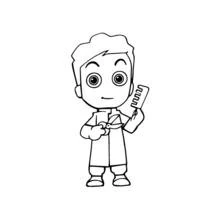 Coloriage Coiffeur tenant ciseaux et peigne