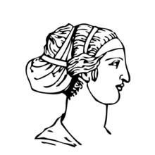 Coloriage Coiffeuse antique grecque avec chignon tressé