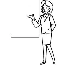 Coloriage Enseignante montrant le tableau noir