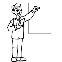 Coloriage Enseignant écrivant au tableau