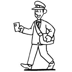 Coloriage Facteur livrant une lettre