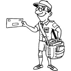 Coloriage Grand facteur qui distribue une lettre