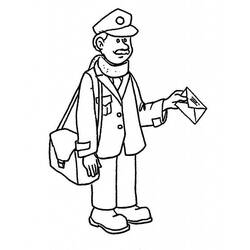 Coloriage Facteur remettant une lettre
