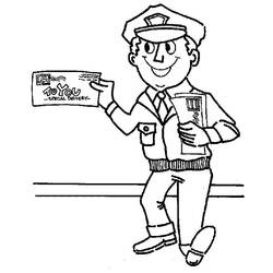 Coloriage Facteur tenant une lettre en livraison spéciale
