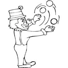 Coloriage Jongleur en train de lancer trois balles