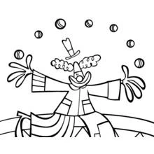 Coloriage Jongleur clown lançant des balles en l'air