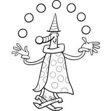 Coloriage Jongleur clown lançant des balles
