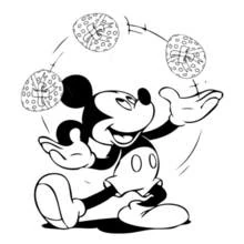 Coloriage Mickey Mouse jonglant avec des œufs décorés