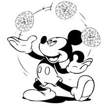Coloriage Jongleur Mickey Mouse avec des œufs décorés