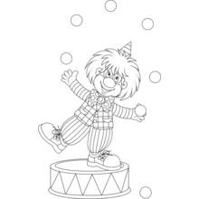Coloriage Jongleur clown en équilibre sur un piédestal de cirque