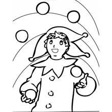 Coloriage Jongleur lançant des balles en l'air