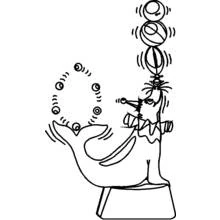 Coloriage Jongleur phoque avec des balles sur le nez