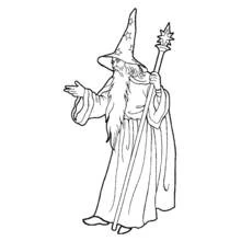 Coloriage Magicien au chapeau étoilé et bâton