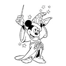 Coloriage Mickey magicien lançant un sortilège