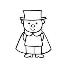 Coloriage Magicien avec chapeau haut de forme et cape