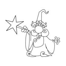 Coloriage Magicien tenant une baguette étoilée