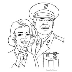 Illustration au trait Militaire (Carrières et Professions) #102369 prête à colorier