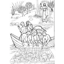 Coloriage Pêcheur : la pêche miraculeuse