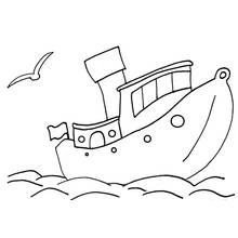 Coloriage Pêcheur naviguant sur son bateau