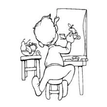 Coloriage Peintre travaillant sur une nature morte de fruits