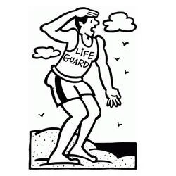 Coloriage Sauveteur surveillant la plage