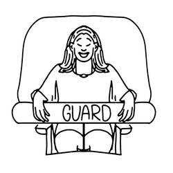 Coloriage Sauveteur assise sur sa chaise de surveillance