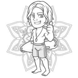 Coloriage Sauveteur souriant avec bouée de sauvetage